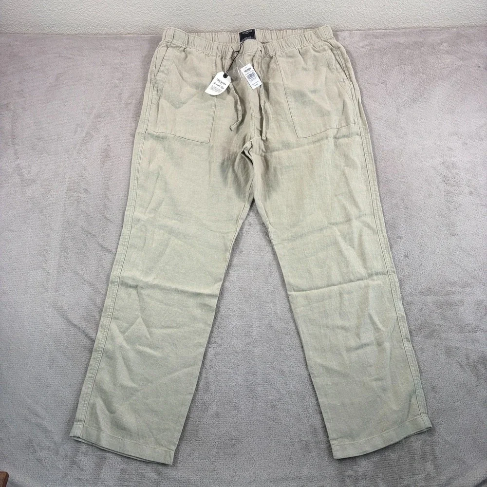 TODD SNYDER Straight Fit 100% Linen Beach Pants in Desert Sage Men 2XL‎ NWT